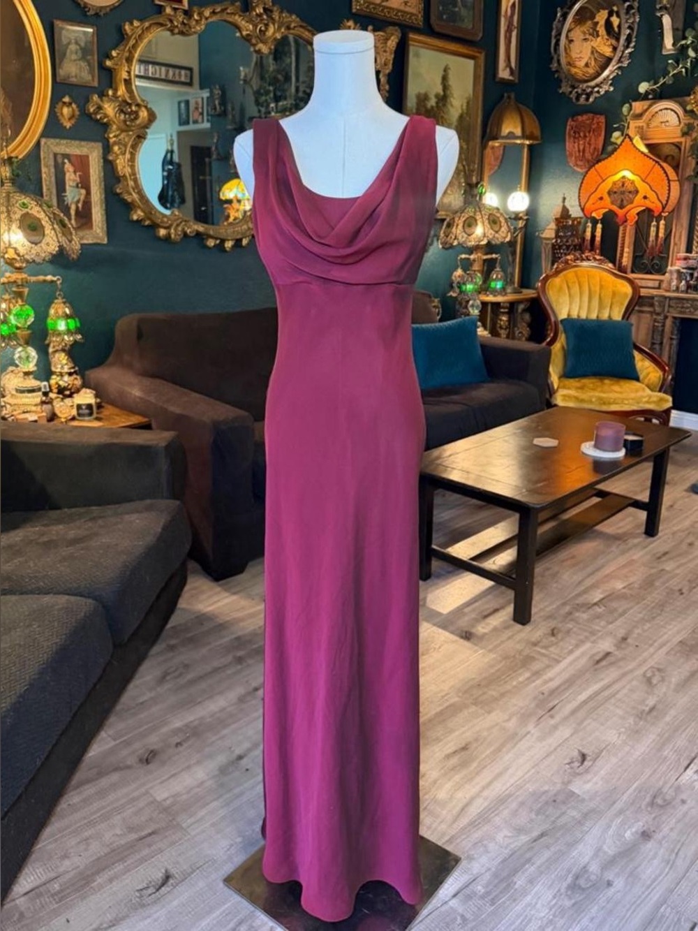 Vintage Betsy & Adam by J.A.S. Lane Draped Cowl Neck Maxi Dress | Size 4